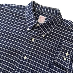 Brooks Brothers The Original Polo Shirt XL Blue Check Non-Iron Supima Cotton